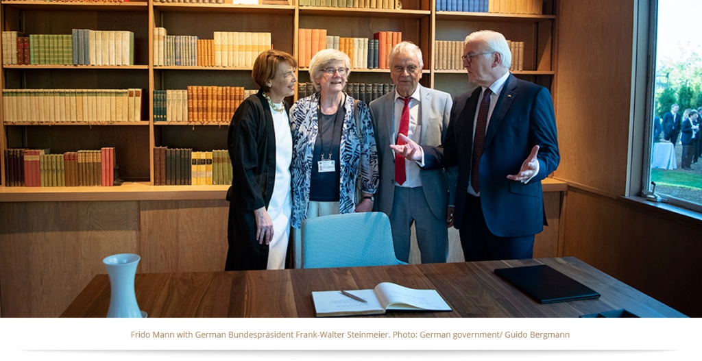 Frido Mann with German Bundespräsident Frank-Walter Steinmeier. Frido Mann with German Bundespräsident Frank-Walter Steinmeier.